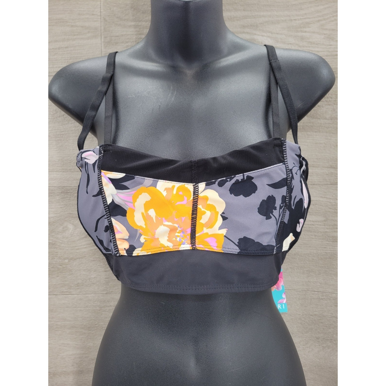 Nwt Hapari Midnight Blues Bralette Bikini Top Women's M (8-10) Black Gray